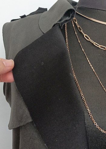 yeşili Süet Kemerli kolsuz Trençkot - Görsel 5