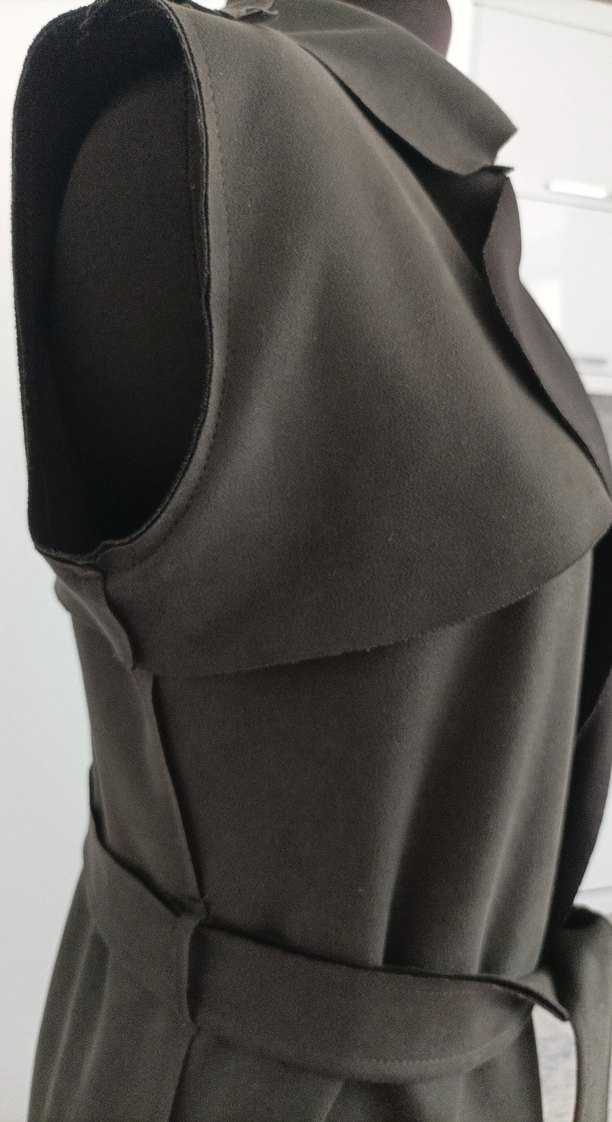 yeşili Süet Kemerli kolsuz Trençkot - Görsel 4