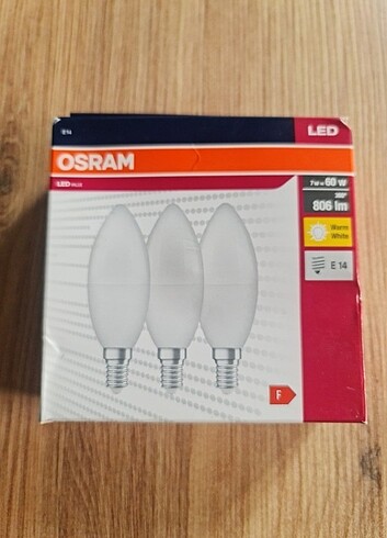 Diğer Osram Klasik Mum 7 W Sarı Mum E14 Duy 3'lü Led Ampul