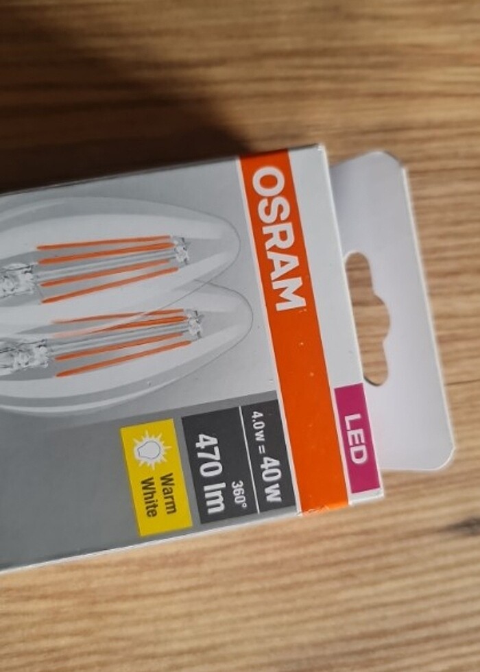 Osram LED Base Classic B40 4W Filaman Sarı Işık E-14 Ampul 2'li  - Görsel 2