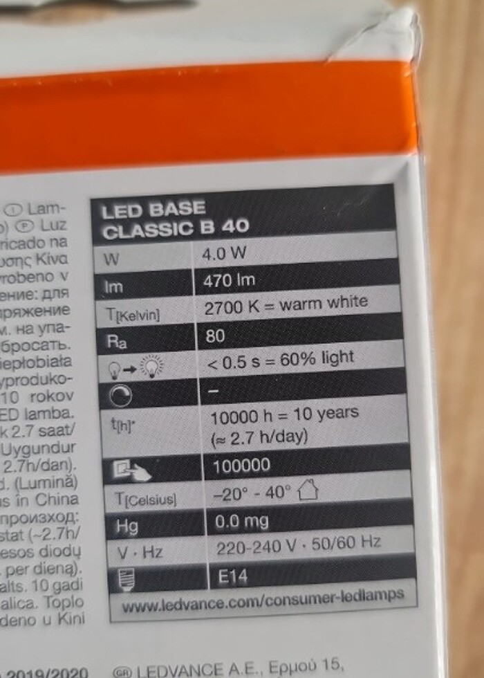 Osram LED Base Classic B40 4W Filaman Sarı Işık E-14 Ampul 2'li  - Görsel 4