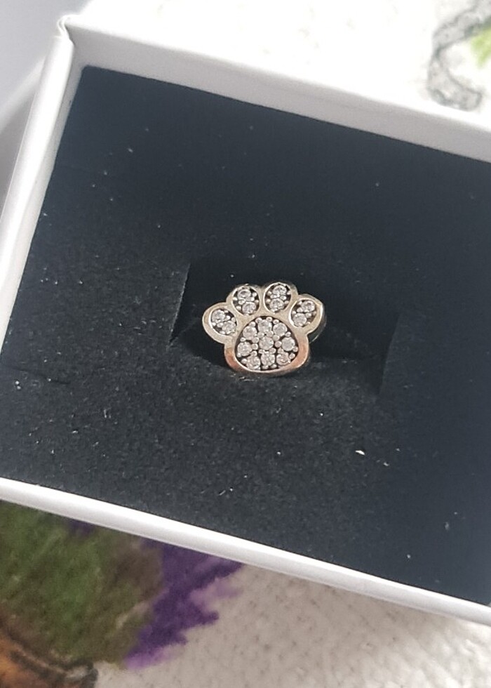 925 Ayar Gümüş Zirkon Taşlı Pati Dostu Charm - Görsel 2