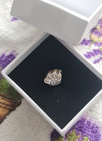 925 Ayar Gümüş Zirkon Taşlı Pati Dostu Charm - Görsel 5