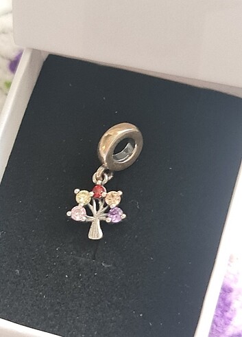 Diğer 925 Ayar Gümüş Sallantılı Renkli Hayat Ağacı Charm