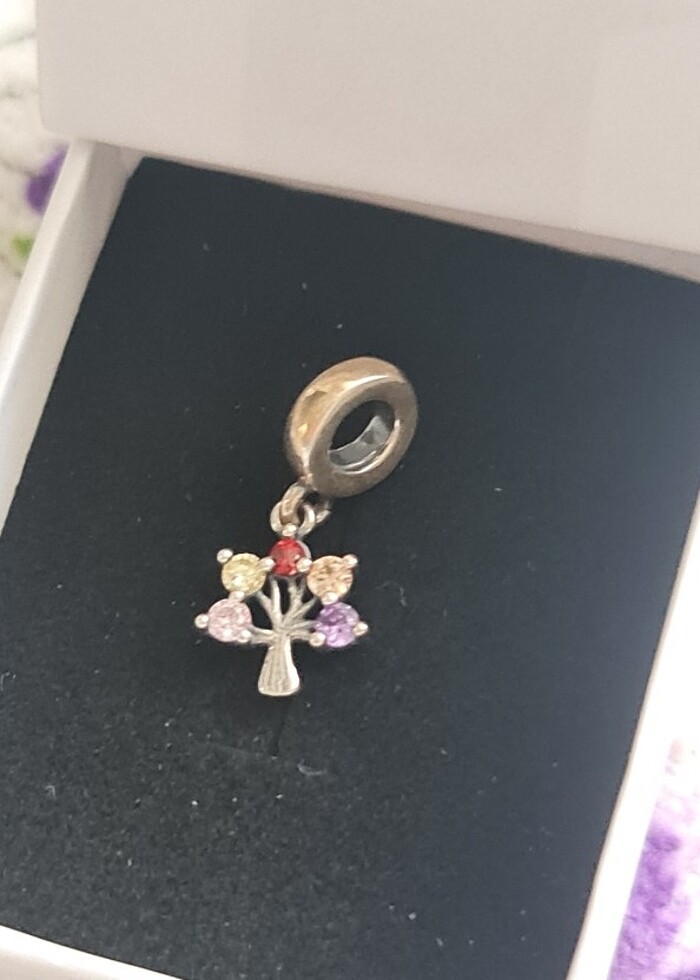 925 Ayar Gümüş Sallantılı Renkli Hayat Ağacı Charm - Görsel 2