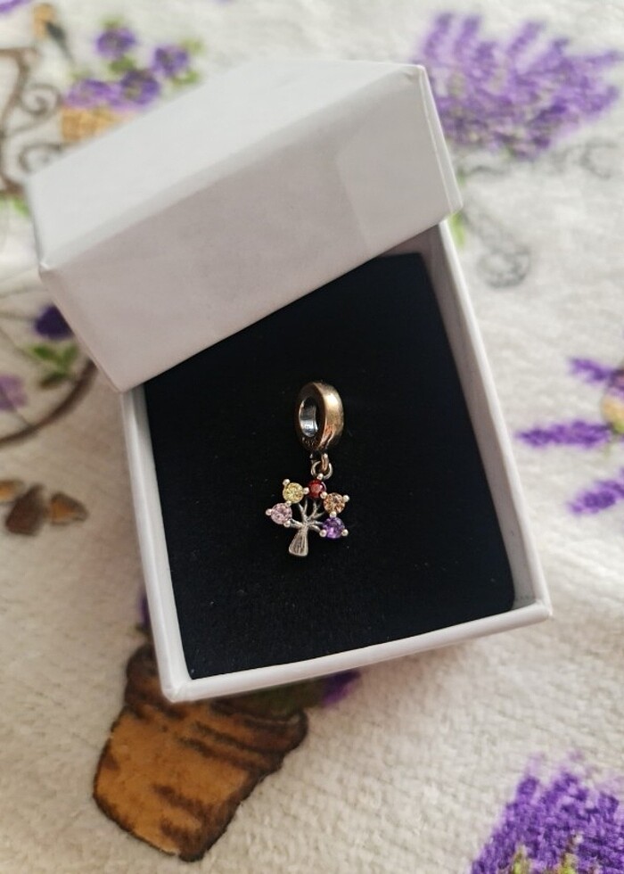 925 Ayar Gümüş Sallantılı Renkli Hayat Ağacı Charm - Görsel 5