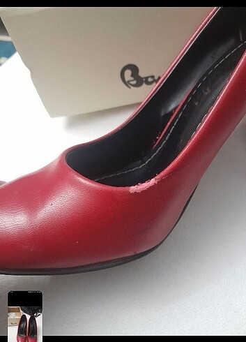 Kırmızı deri topuklu ayakkabı - Görsel 2