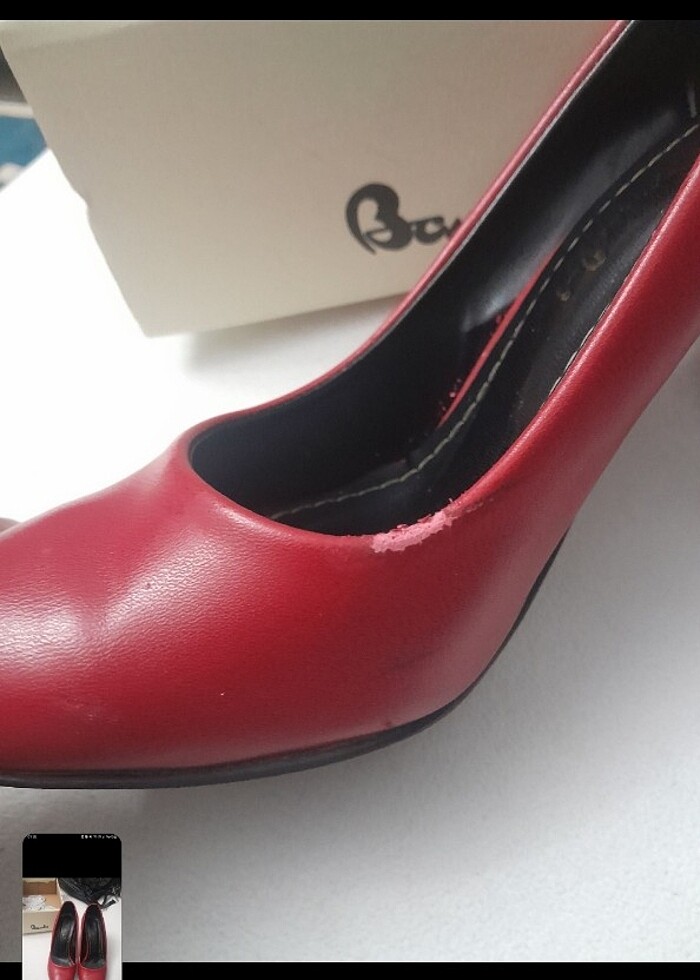Kırmızı deri topuklu ayakkabı  - Görsel 2