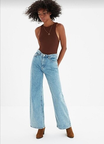 Trendyolmilla yüksek bel wide leg jean