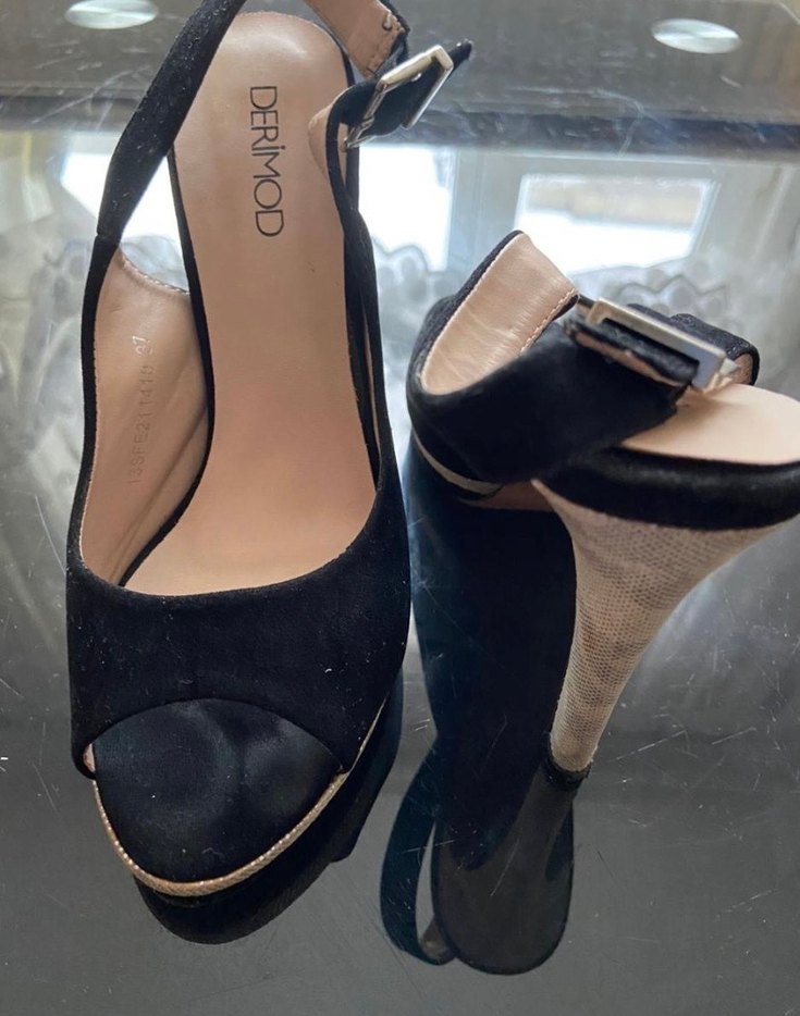 Siyah Platformlu Topuklu Kadın Ayakkabı - Görsel 4