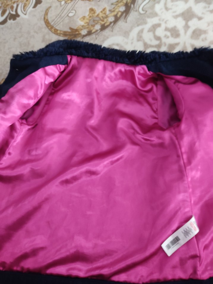 Kız Çocuk Lacivert Nakışlı Düğmeli kaban - Görsel 2