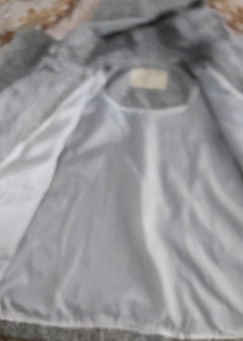 Gri Kapüşonlu Düğmeli Kaban - Görsel 5