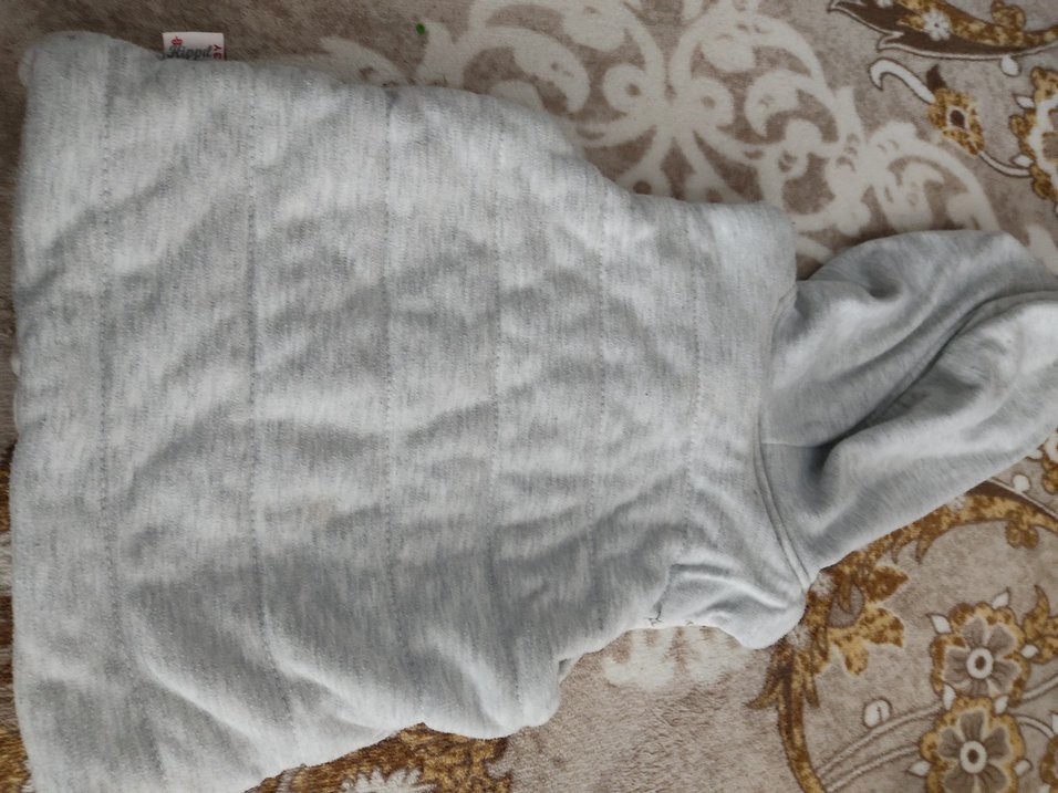 Kız Çocuk Kapüşonlu Düğmeli Gri Yelek - Görsel 3