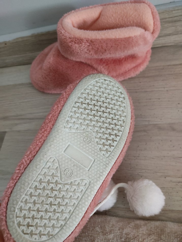 Kız Çocuk Pembe Peluş Ev Terliği - Görsel 3