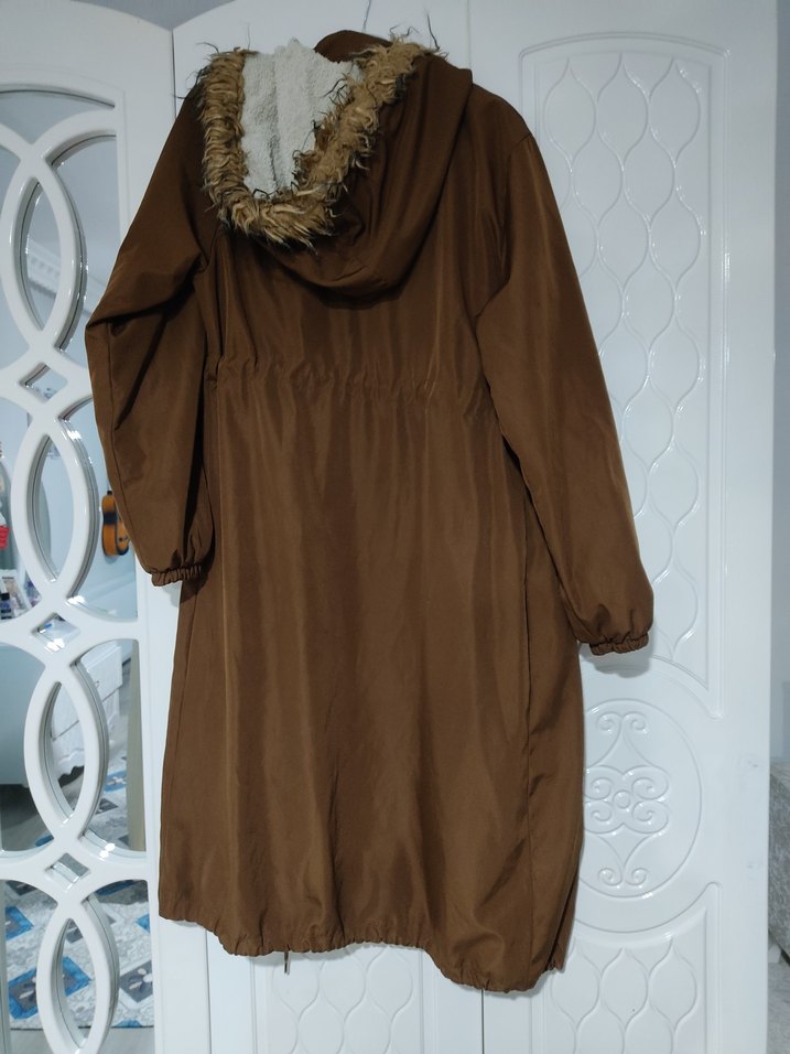 Kahverengi Uzun mont , trençkot - Görsel 5