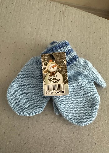 Çocuk için Mavi Örgü Eldiven - Görsel 3