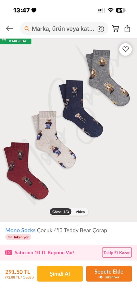 Teddy çorap , Çok Renkli - Görsel 5