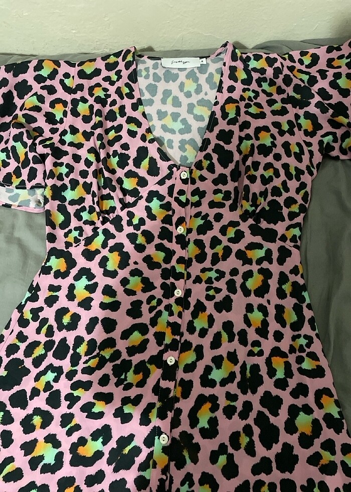 Yarasa kol düğmeli gömlek elbise - Görsel 3