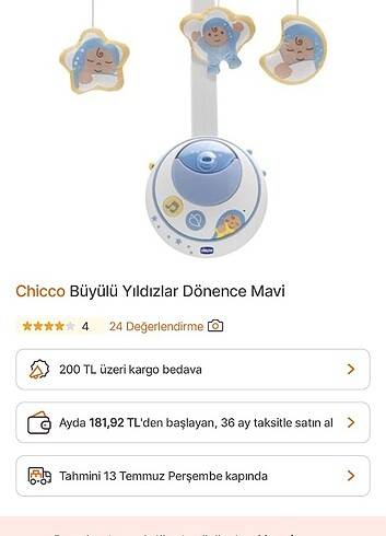 Chicco sihirli yıldızlar dönence