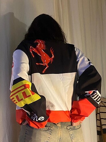 Ferrari Temalı Unisex Paraşüt Rüzgarlık Yağmurluk - Görsel 3