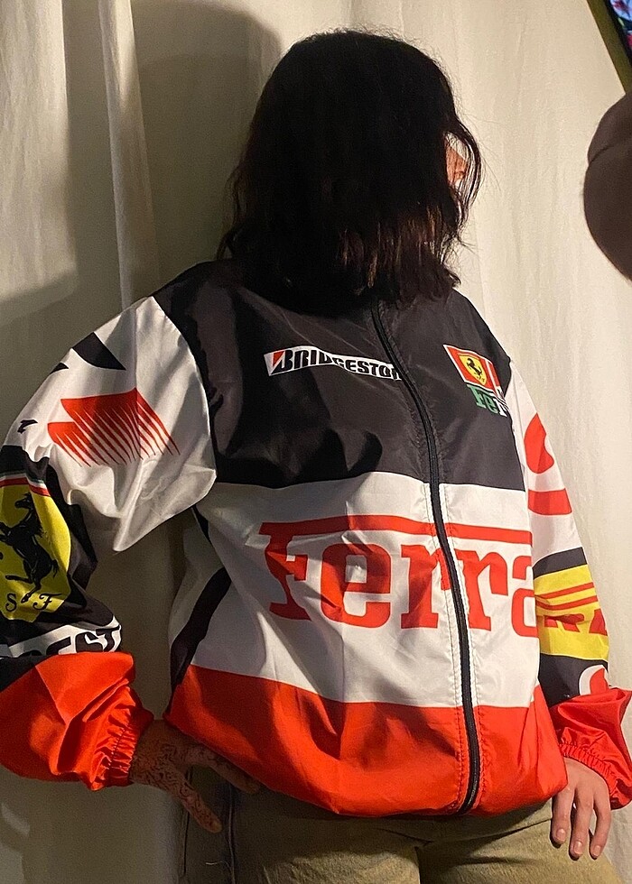 Ferrari Temalı Unisex Paraşüt Rüzgarlık Yağmurluk - Görsel 2