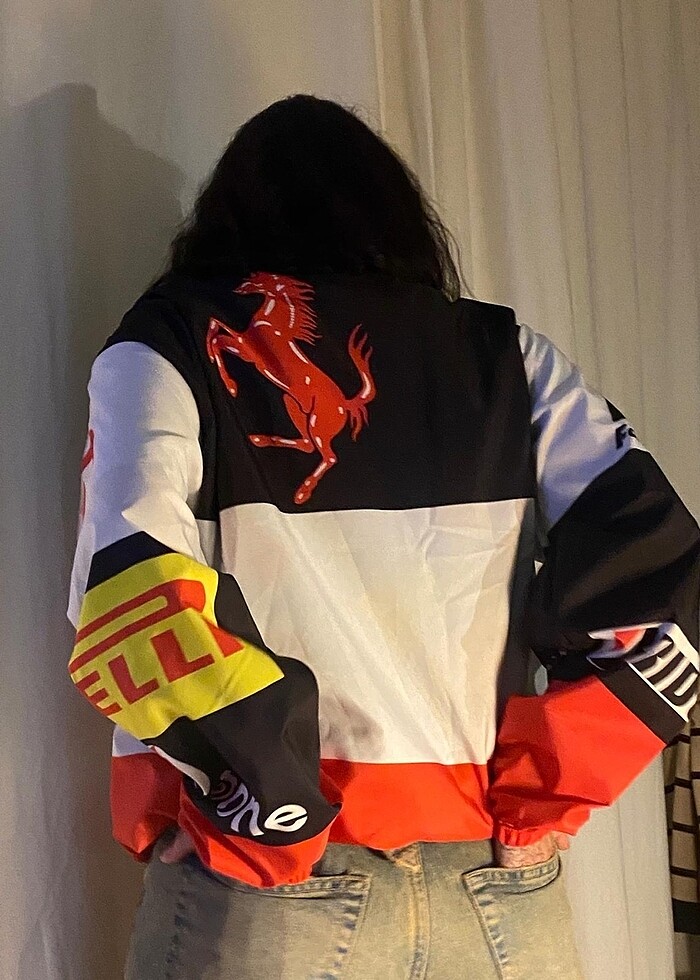 Ferrari Temalı Unisex Paraşüt Rüzgarlık Yağmurluk - Görsel 3