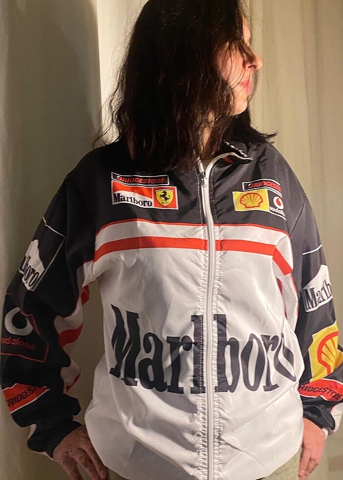 Marlboro Ferrari Temalı Unisex Paraşüt Rüzgarlık Yağmurluk - Görsel 2