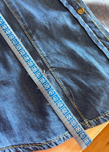 38 Beden Düğmeli Mavi Denim Kadın Gömlek