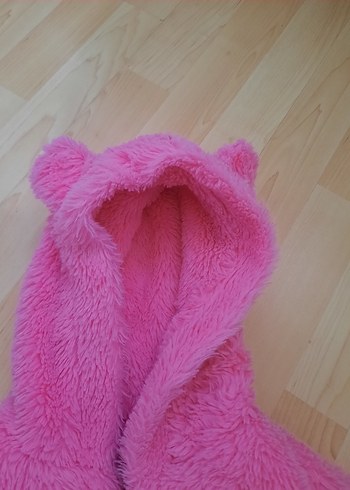 Kız Çocuk Pembe Kürklü Kapüşonlu Mont - Görsel 4