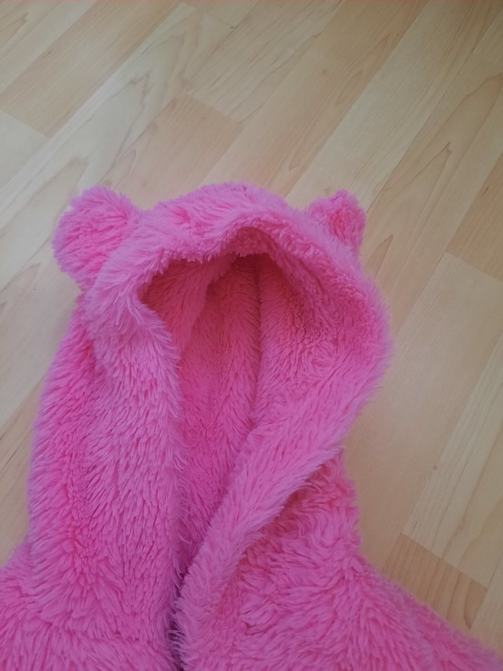 Kız Çocuk Pembe Kürklü Kapüşonlu Mont - Görsel 4