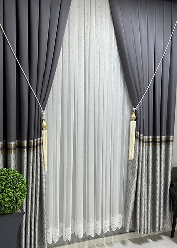 keten zemin etek ucu desenli perde - Görsel 7