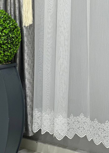 keten zemin etek ucu desenli perde - Görsel 4