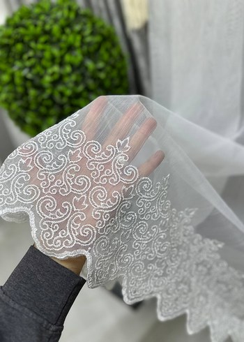 keten zemin etek ucu desenli perde - Görsel 5