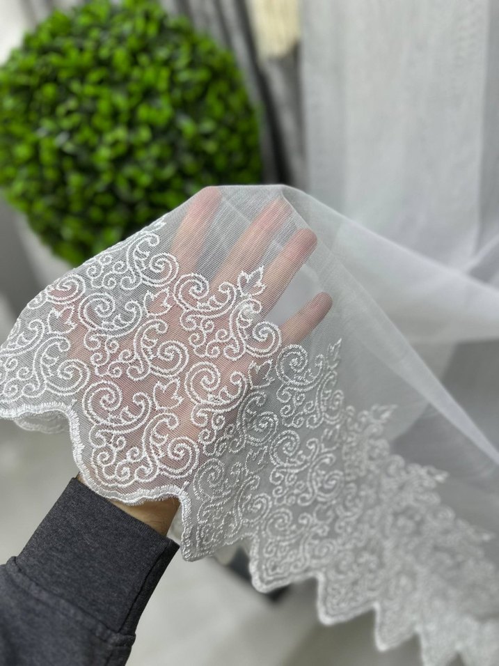 keten zemin etek ucu desenli perde - Görsel 5