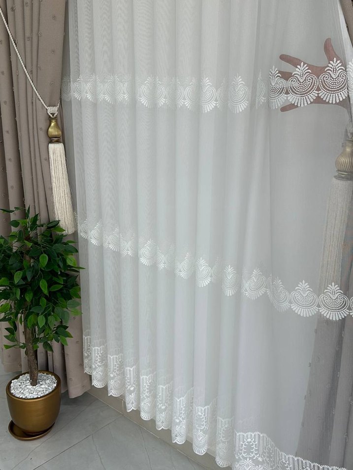 serpme motifli Tül Perde - Görsel 5