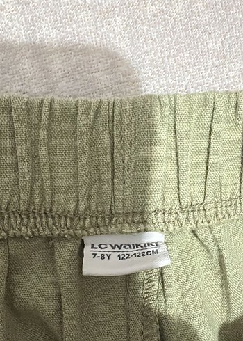 Kız çocuk Yeşil Keten Kemerli Mini Şort - Görsel 3