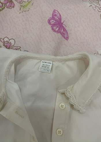 Kız Çocuk Beyaz Pamuklu Uzun Kollu Gömlek - Görsel 2