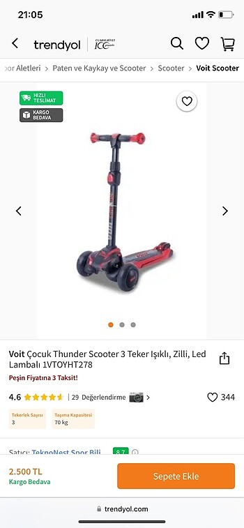  Beden voit thunder scooter