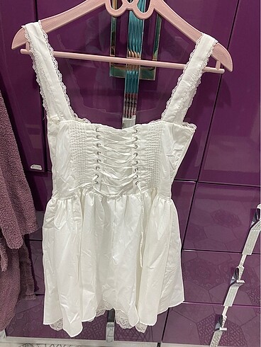 m Beden beyaz Renk Fulla moda dantelli elbise