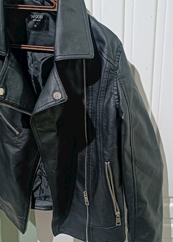 Defacto Siyah Kadın Deri Biker Ceket