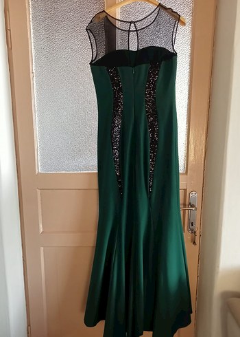 40 Beden Yeşil Uzun Drapeli Abiye Elbise