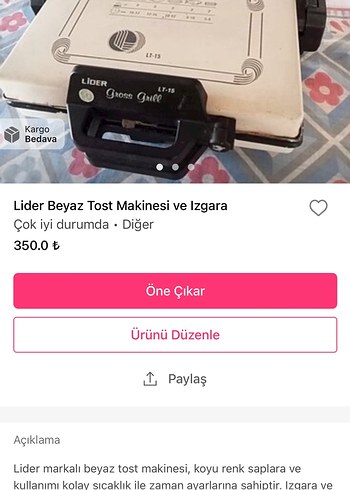 Lider Beyaz Tost Makinesi ve Izgara