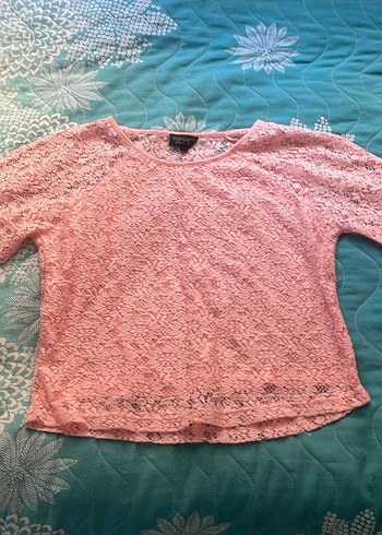 Topshop Dantel Detaylı Pembe Bohem Bluz