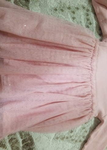 Pembe Uzun Kollu Fırfırlı Kız Elbisesi - Görsel 2