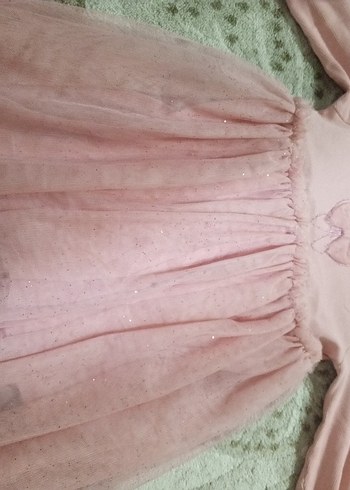 Pembe Uzun Kollu Fırfırlı Kız Elbisesi - Görsel 3