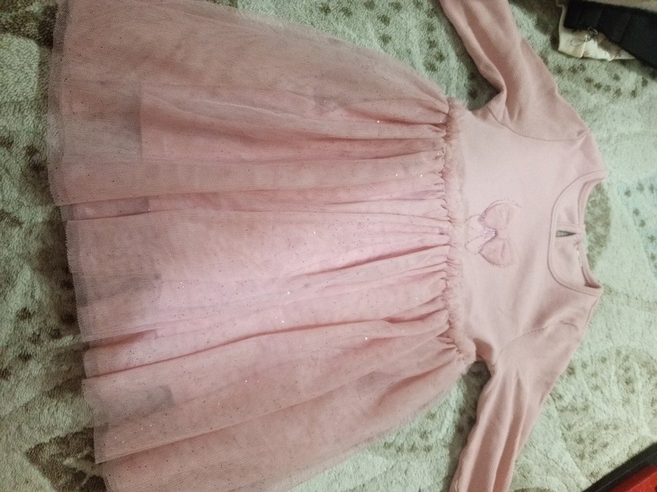 Pembe Uzun Kollu Fırfırlı Kız Elbisesi - Görsel 3