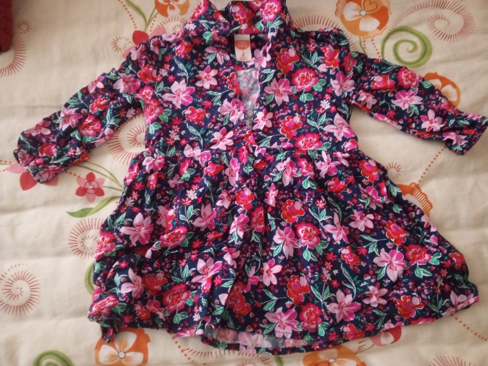 Çiçek Desenli Renkli Uzun Kollu Kız Elbisesi - Görsel 2