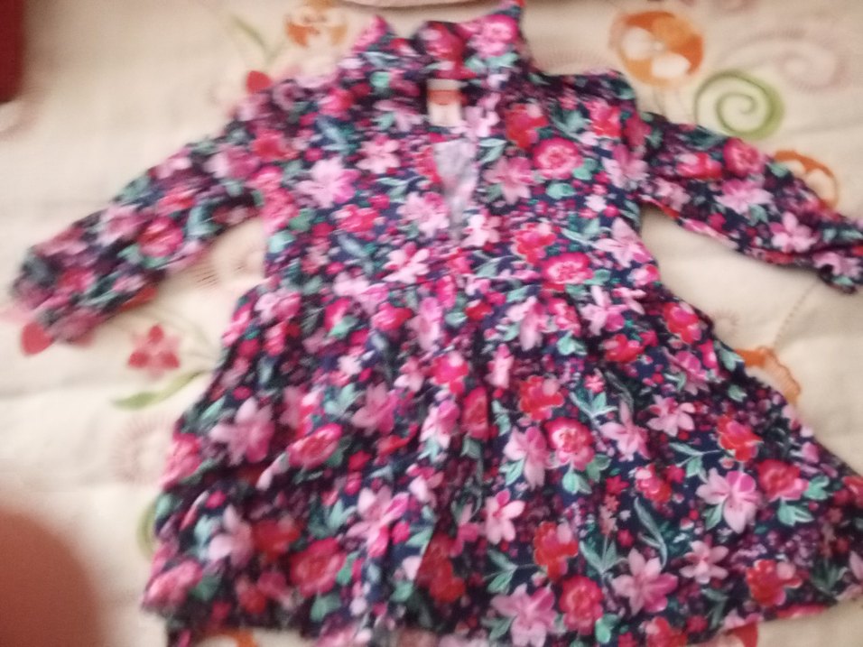 Çiçek Desenli Renkli Uzun Kollu Kız Elbisesi - Görsel 3