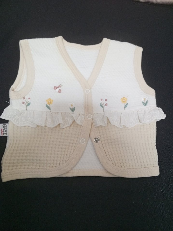 Düğmeli Bej Bebek Kız Tulum - Görsel 2