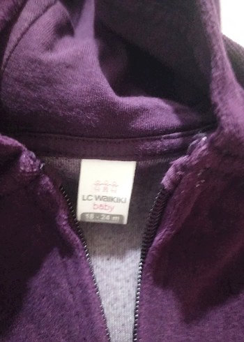 Kız Çocuk Mor Kapüşonlu Fermuarlı Sweatshirt - Görsel 3